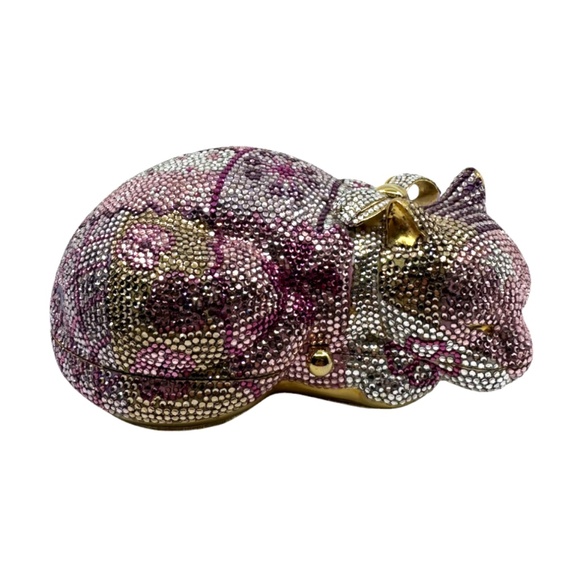 Judith Leiber Multi Color Resting Angel Cat Swarovski Minaudiere Clutch - Picture 1 of 14